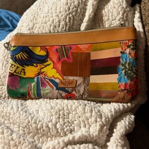 Consuela Wristlet Wallet Shiny Pink Vinyl & Leather Unique Design Original Box